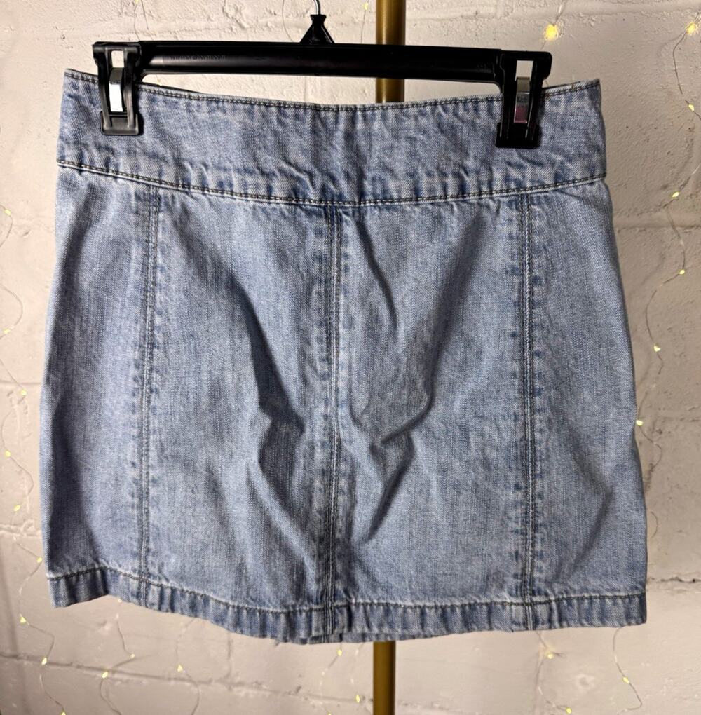 free people women’s 6 denim mini skirt light wash seamed back zip